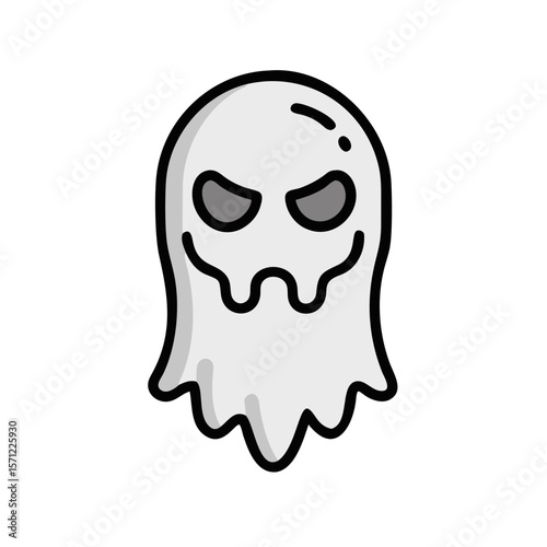 Cute, Sad Ghost Illustration Perfect for Halloween Designs . A simple, cartoonish illustration of a sad ghost. 