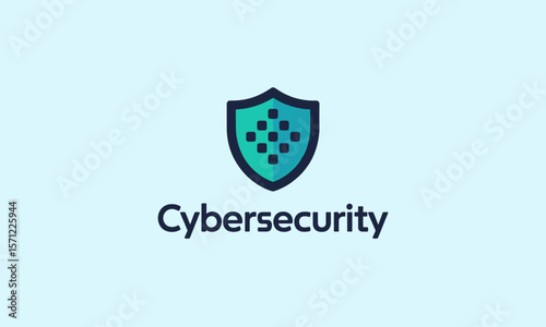Modern Cybersecurity Shield Logo with Gradient Squares and Bold Typography