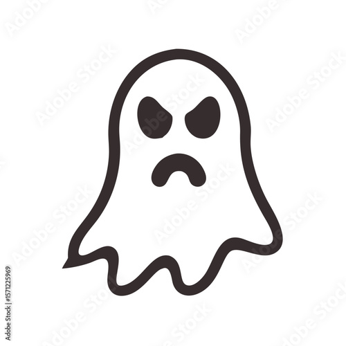 Cute, Sad Ghost Illustration Perfect for Halloween Designs . A simple, cartoonish illustration of a sad ghost. 