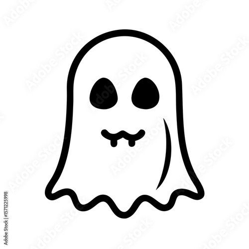 Cute, Sad Ghost Illustration Perfect for Halloween Designs . A simple, cartoonish illustration of a sad ghost. 