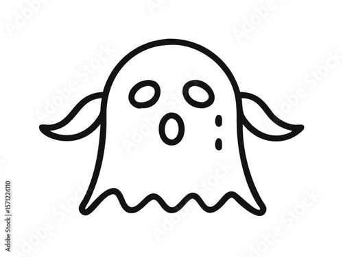 Cute, Sad Ghost Illustration Perfect for Halloween Designs . A simple, cartoonish illustration of a sad ghost. 