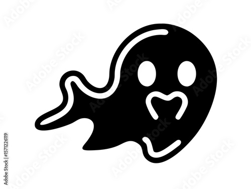 Cute, Sad Ghost Illustration Perfect for Halloween Designs . A simple, cartoonish illustration of a sad ghost. 