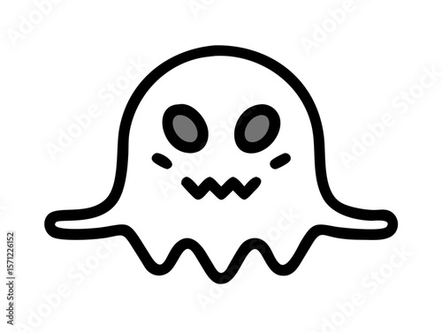 Cute, Sad Ghost Illustration Perfect for Halloween Designs . A simple, cartoonish illustration of a sad ghost. 