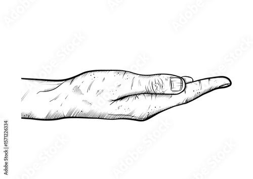 Open hand receiving protecting - hand drawn vector illustration