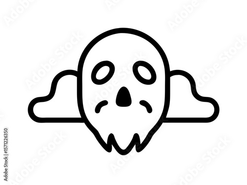 Cute, Sad Ghost Illustration Perfect for Halloween Designs . A simple, cartoonish illustration of a sad ghost. 