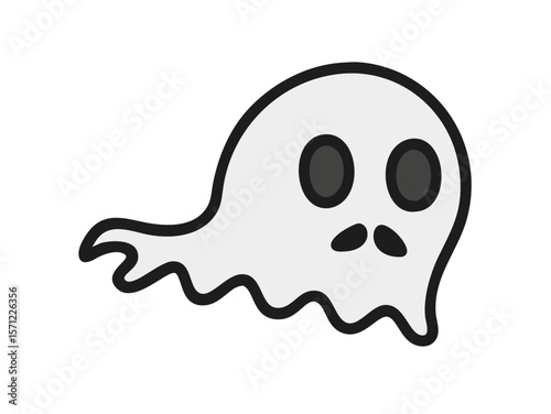 Cute, Sad Ghost Illustration Perfect for Halloween Designs . A simple, cartoonish illustration of a sad ghost. 