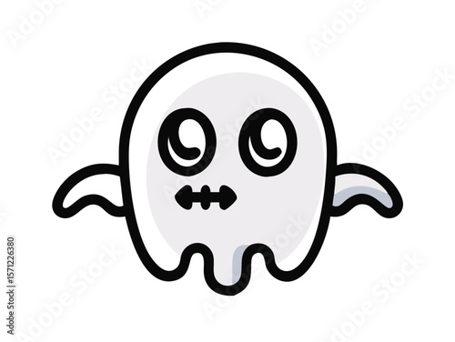 Cute, Sad Ghost Illustration Perfect for Halloween Designs . A simple, cartoonish illustration of a sad ghost. 