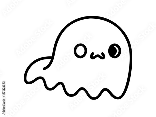 Cute, Sad Ghost Illustration Perfect for Halloween Designs . A simple, cartoonish illustration of a sad ghost. 