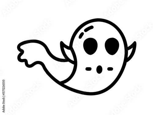 Cute, Sad Ghost Illustration Perfect for Halloween Designs . A simple, cartoonish illustration of a sad ghost. 
