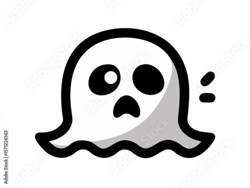 Cute, Sad Ghost Illustration Perfect for Halloween Designs . A simple, cartoonish illustration of a sad ghost. 