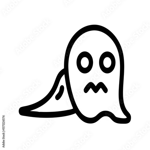 Cute, Sad Ghost Illustration Perfect for Halloween Designs . A simple, cartoonish illustration of a sad ghost. 