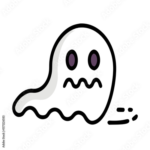 Cute, Sad Ghost Illustration Perfect for Halloween Designs . A simple, cartoonish illustration of a sad ghost. 