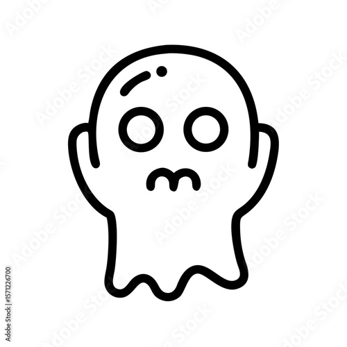 Cute, Sad Ghost Illustration Perfect for Halloween Designs . A simple, cartoonish illustration of a sad ghost. 
