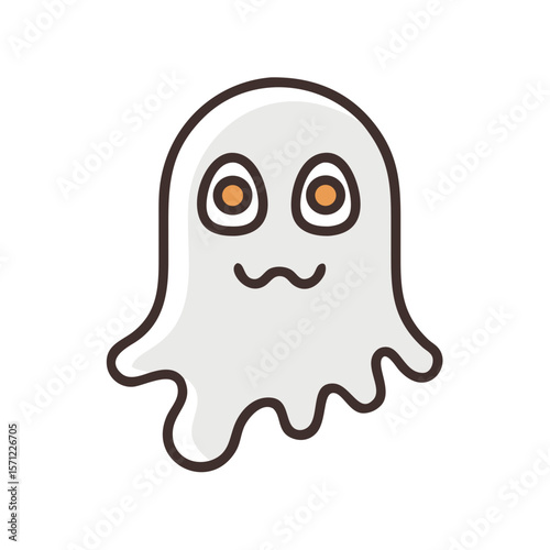 Cute, Sad Ghost Illustration Perfect for Halloween Designs . A simple, cartoonish illustration of a sad ghost. 