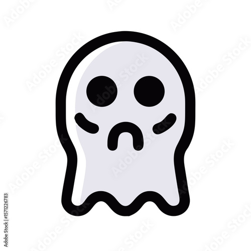 Cute, Sad Ghost Illustration Perfect for Halloween Designs . A simple, cartoonish illustration of a sad ghost. 