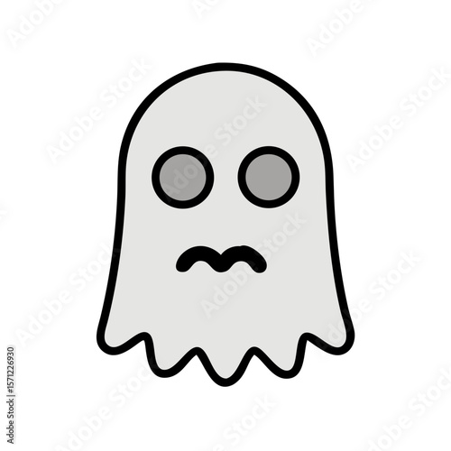 Cute, Sad Ghost Illustration Perfect for Halloween Designs . A simple, cartoonish illustration of a sad ghost. 
