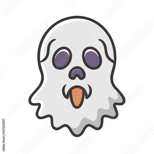 Cute, Sad Ghost Illustration Perfect for Halloween Designs . A simple, cartoonish illustration of a sad ghost. 
