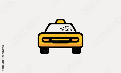 Stylized Yellow Taxi Cab with Speedometer and "GO" Display.