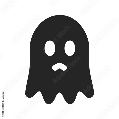 Cute, Sad Ghost Illustration Perfect for Halloween Designs . A simple, cartoonish illustration of a sad ghost. 
