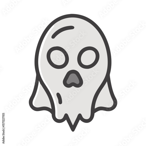 Cute, Sad Ghost Illustration Perfect for Halloween Designs . A simple, cartoonish illustration of a sad ghost. 