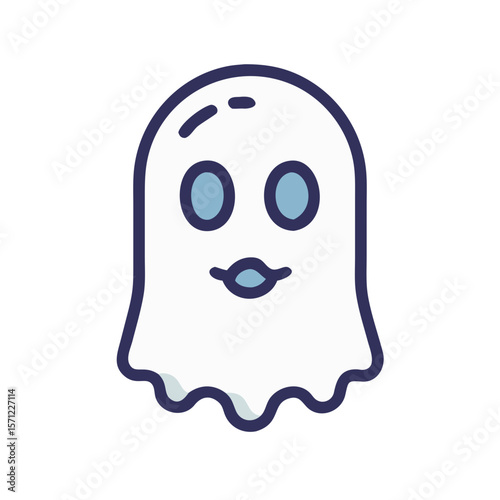 Cute, Sad Ghost Illustration Perfect for Halloween Designs . A simple, cartoonish illustration of a sad ghost. 