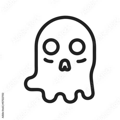 Cute, Sad Ghost Illustration Perfect for Halloween Designs . A simple, cartoonish illustration of a sad ghost. 