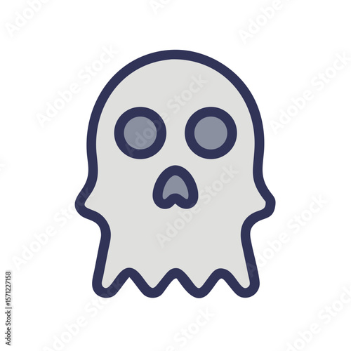 Cute, Sad Ghost Illustration Perfect for Halloween Designs . A simple, cartoonish illustration of a sad ghost. 