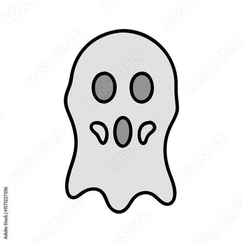 Cute, Sad Ghost Illustration Perfect for Halloween Designs . A simple, cartoonish illustration of a sad ghost. 