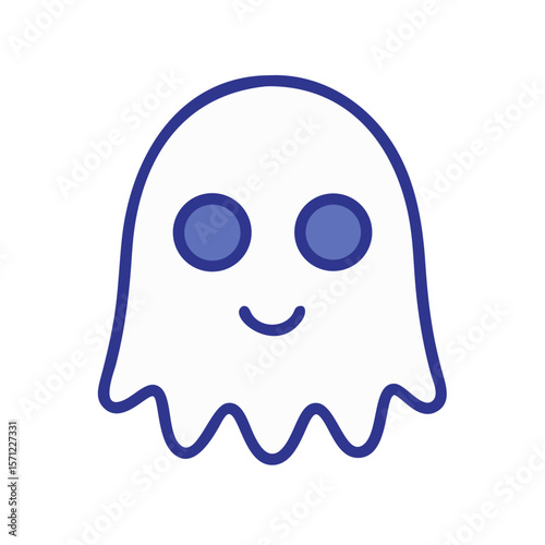 Cute, Sad Ghost Illustration Perfect for Halloween Designs . A simple, cartoonish illustration of a sad ghost. 