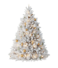 White Christmas tree decoration isolated on transparent background. 3D render.