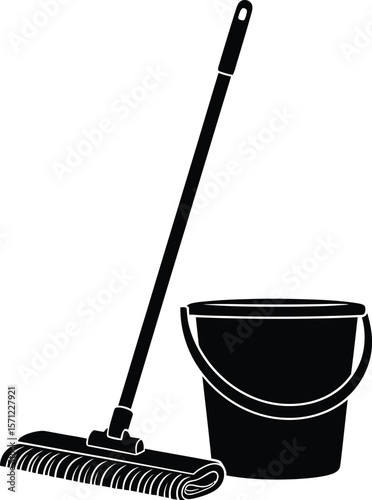 A flat mop and bucket are essential cleaning supplies for maintaining a clean and hygienic floor in any space