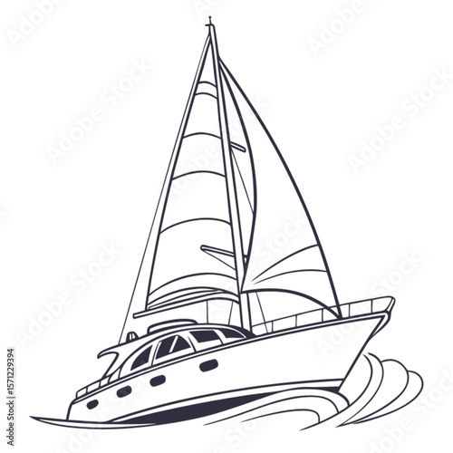 Luxury white yacht isolated against a bright background, perfect for summer sea travel and sport
