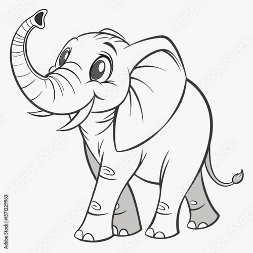 Cute baby elephant cartoon drawing for a fun animal safari coloring page