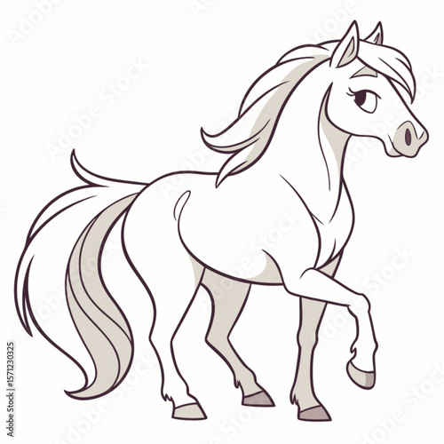 Running mustang stallion vector illustration with flowing mane and tail silhouette