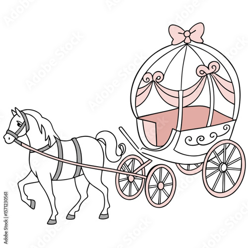 Vintage horse-drawn carriage on a road, a traditional mode of transport and tourism
