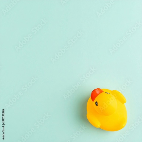 Yellow Rubber Duck on Light Blue Background
