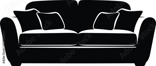 A comfortable sofa with cushions provides seating and relaxation in a living room interior