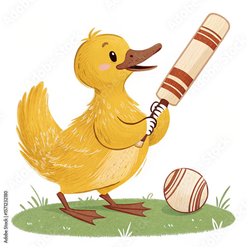 Funny cartoon hen and chick with an Easter egg, a cute farm animal illustration