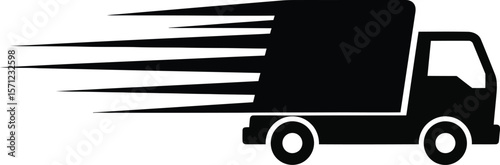 A delivery truck speeds along, transporting cargo for fast shipping and logistics services