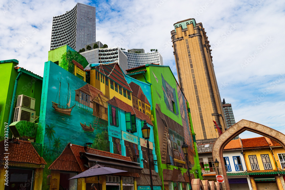 Obraz premium Haji Lane in the Kampong Glam district, Singapore