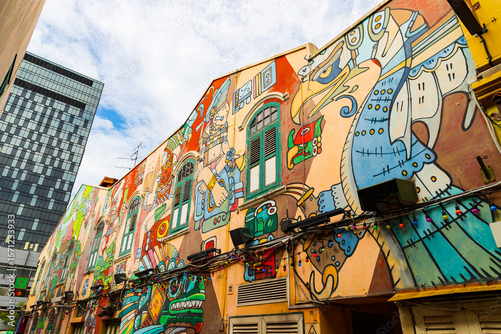 Naklejka premium Haji Lane in the Kampong Glam district, Singapore