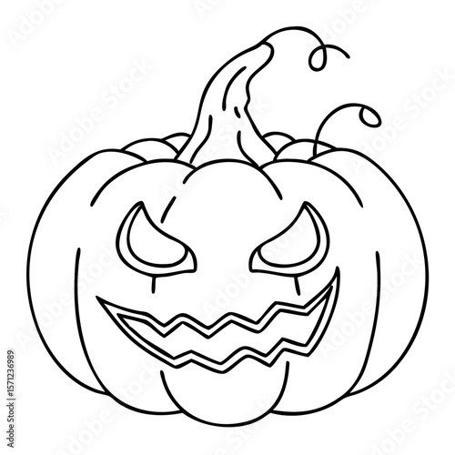 autumn pumpkin with curved stem used for harvest, food, halloween and thanksgiving