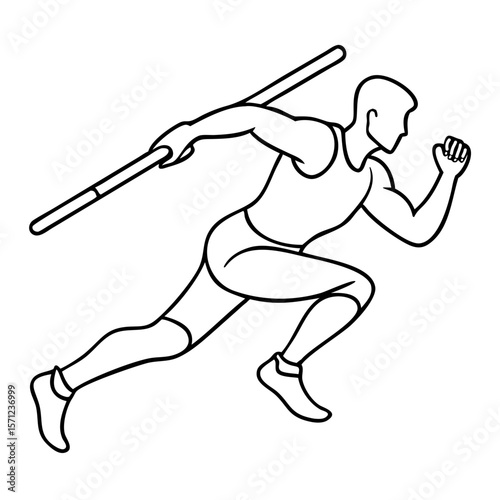 male athlete running with relay baton in sports competition