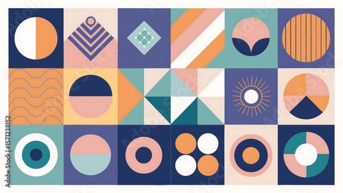Geometric Shapes Abstract Pattern With Circles And Lines vector