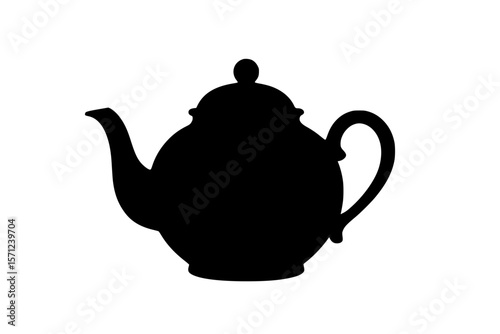 Silhouette of a Teapot, Black Color Isolated on White Background