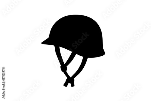 Silhouette of a military helmet isolated on a white background