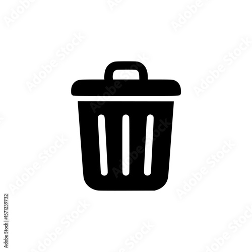 Silhouette of a Trash Bin Isolated on White Background