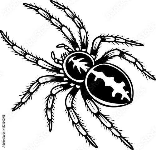 black spider on white background