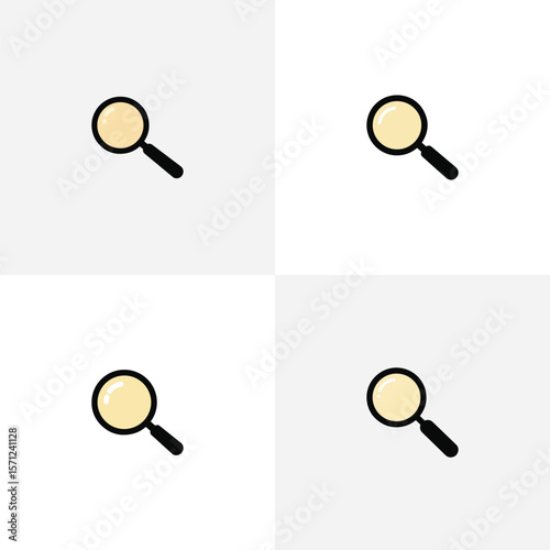 Vector illustration of a set of euro, gold, and other coins with a magnifying glass search icon