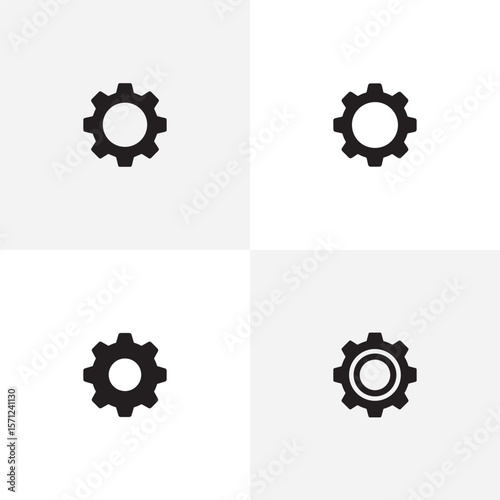 A vector icon set depicting various mechanical gears and cogwheels for business and industrial engineering concepts